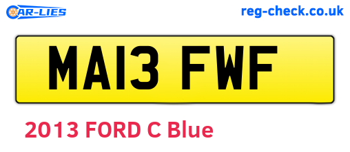 MA13FWF are the vehicle registration plates.