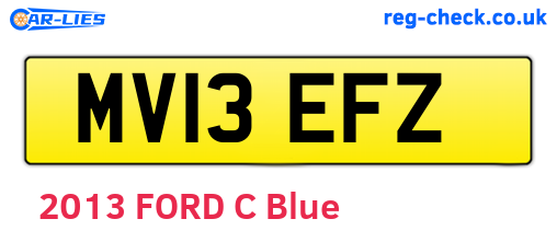 MV13EFZ are the vehicle registration plates.