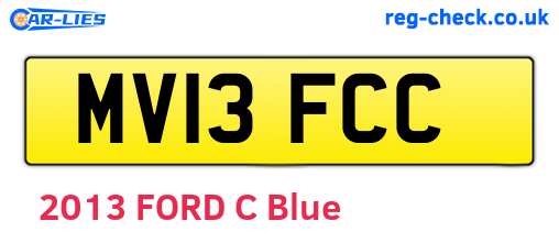 MV13FCC are the vehicle registration plates.