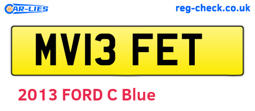 MV13FET are the vehicle registration plates.