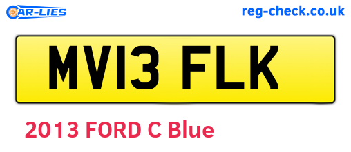 MV13FLK are the vehicle registration plates.