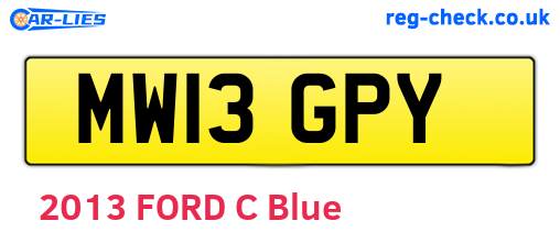 MW13GPY are the vehicle registration plates.