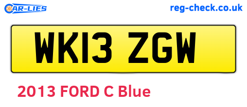 WK13ZGW are the vehicle registration plates.