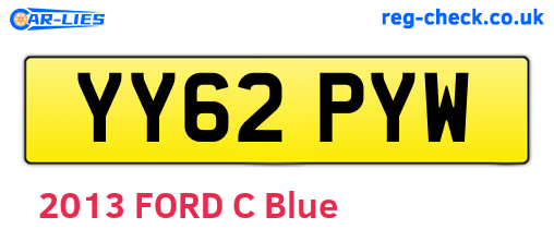 YY62PYW are the vehicle registration plates.