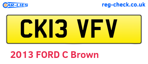 CK13VFV are the vehicle registration plates.