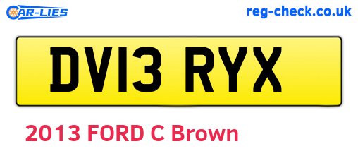 DV13RYX are the vehicle registration plates.