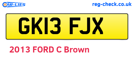 GK13FJX are the vehicle registration plates.