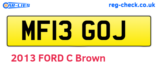 MF13GOJ are the vehicle registration plates.