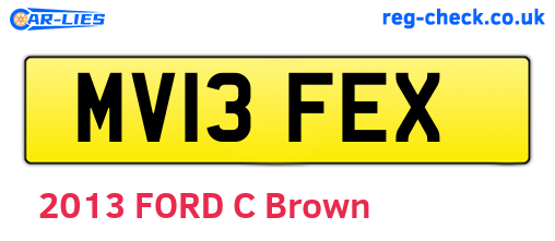 MV13FEX are the vehicle registration plates.