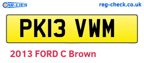 PK13VWM are the vehicle registration plates.