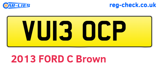 VU13OCP are the vehicle registration plates.