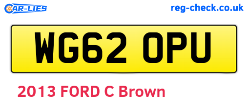 WG62OPU are the vehicle registration plates.
