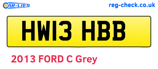 HW13HBB are the vehicle registration plates.