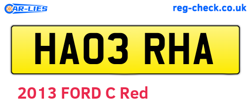 HA03RHA are the vehicle registration plates.
