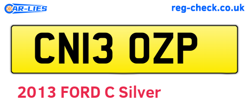 CN13OZP are the vehicle registration plates.