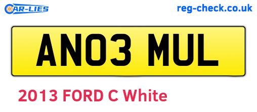 AN03MUL are the vehicle registration plates.