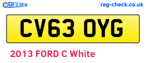 CV63OYG are the vehicle registration plates.