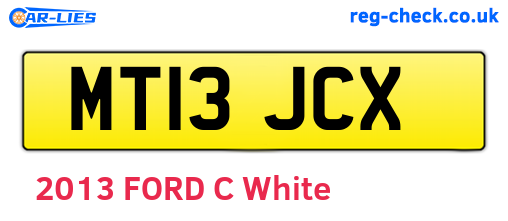 MT13JCX are the vehicle registration plates.
