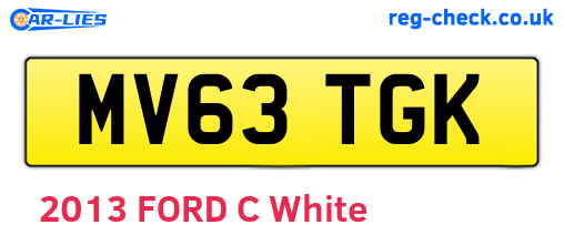 MV63TGK are the vehicle registration plates.