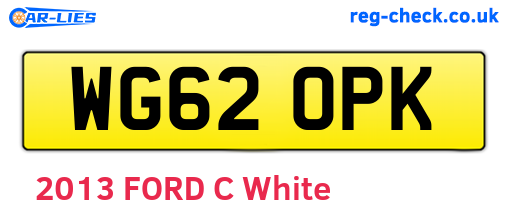 WG62OPK are the vehicle registration plates.