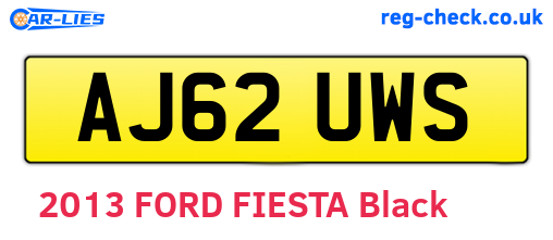 AJ62UWS are the vehicle registration plates.