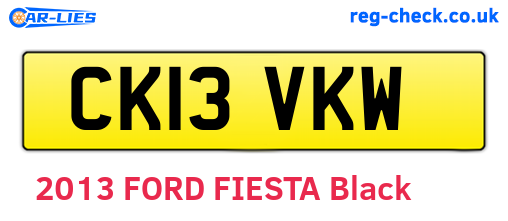 CK13VKW are the vehicle registration plates.