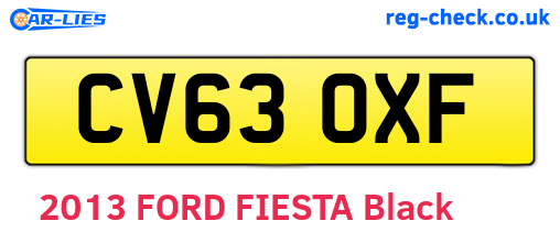 CV63OXF are the vehicle registration plates.