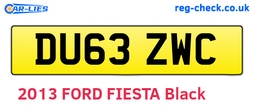 DU63ZWC are the vehicle registration plates.