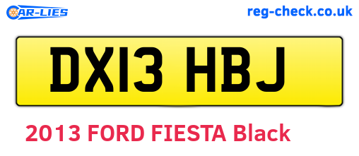 DX13HBJ are the vehicle registration plates.