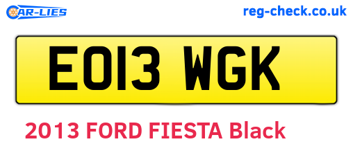 EO13WGK are the vehicle registration plates.