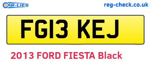 FG13KEJ are the vehicle registration plates.