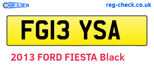FG13YSA are the vehicle registration plates.