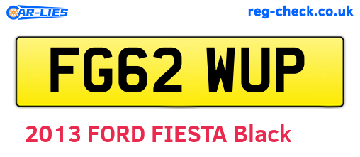FG62WUP are the vehicle registration plates.