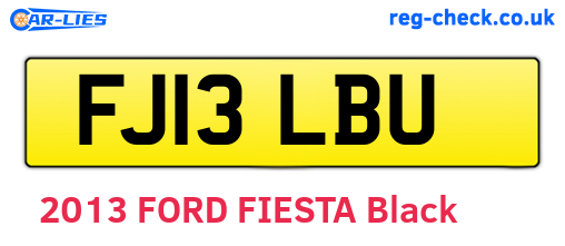 FJ13LBU are the vehicle registration plates.