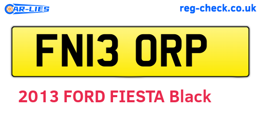 FN13ORP are the vehicle registration plates.