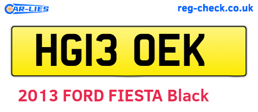 HG13OEK are the vehicle registration plates.