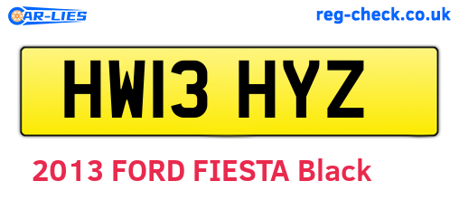 HW13HYZ are the vehicle registration plates.