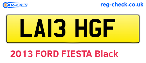 LA13HGF are the vehicle registration plates.