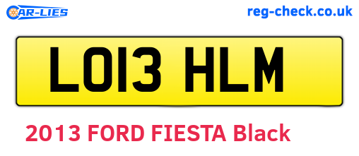 LO13HLM are the vehicle registration plates.