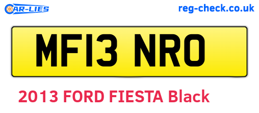 MF13NRO are the vehicle registration plates.