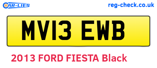 MV13EWB are the vehicle registration plates.