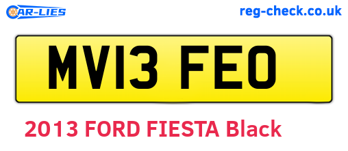 MV13FEO are the vehicle registration plates.