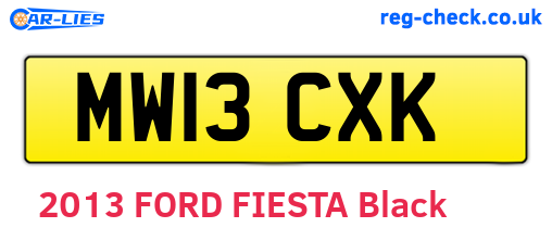 MW13CXK are the vehicle registration plates.