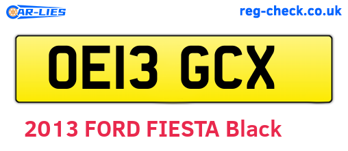 OE13GCX are the vehicle registration plates.