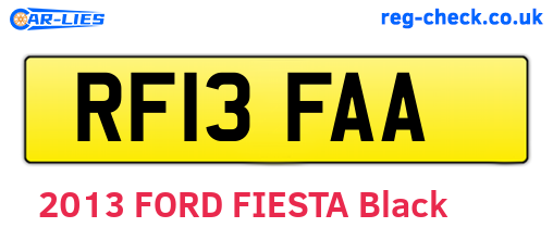 RF13FAA are the vehicle registration plates.