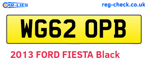 WG62OPB are the vehicle registration plates.