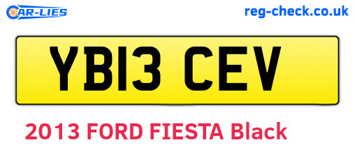 YB13CEV are the vehicle registration plates.