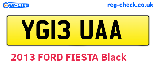YG13UAA are the vehicle registration plates.