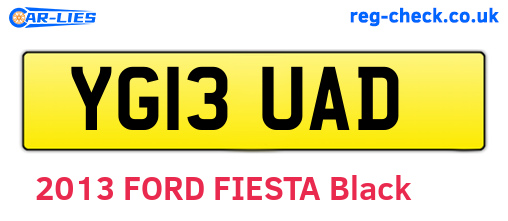 YG13UAD are the vehicle registration plates.