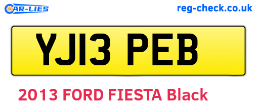 YJ13PEB are the vehicle registration plates.
